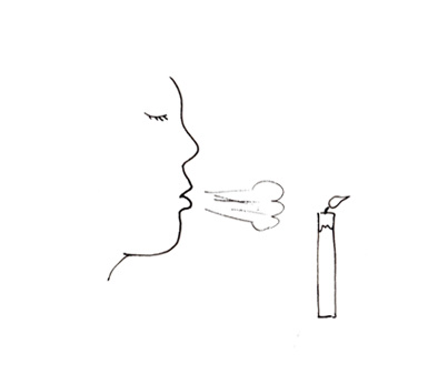 Sketch of blowing out a candle