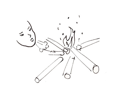 Sketch of setting a fire