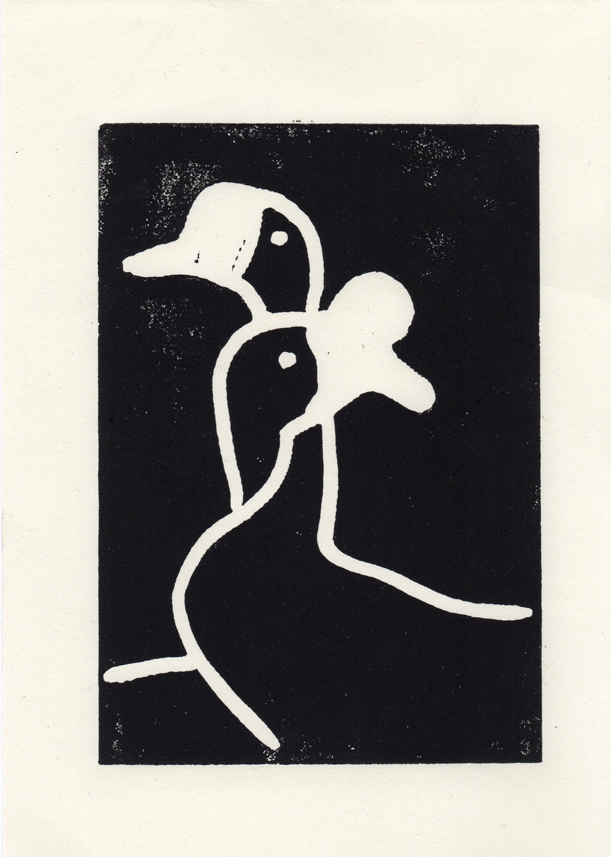 Goose lino print