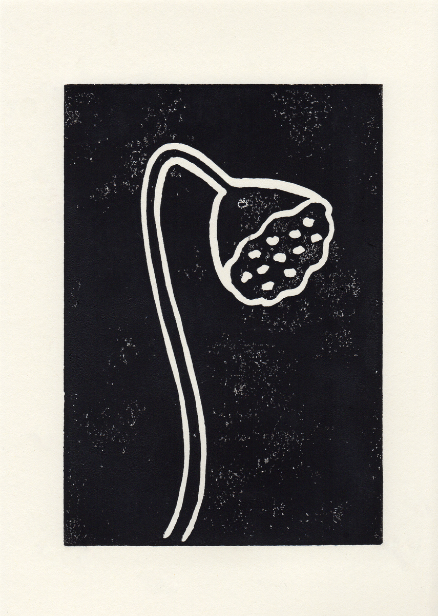 Lotus lino print