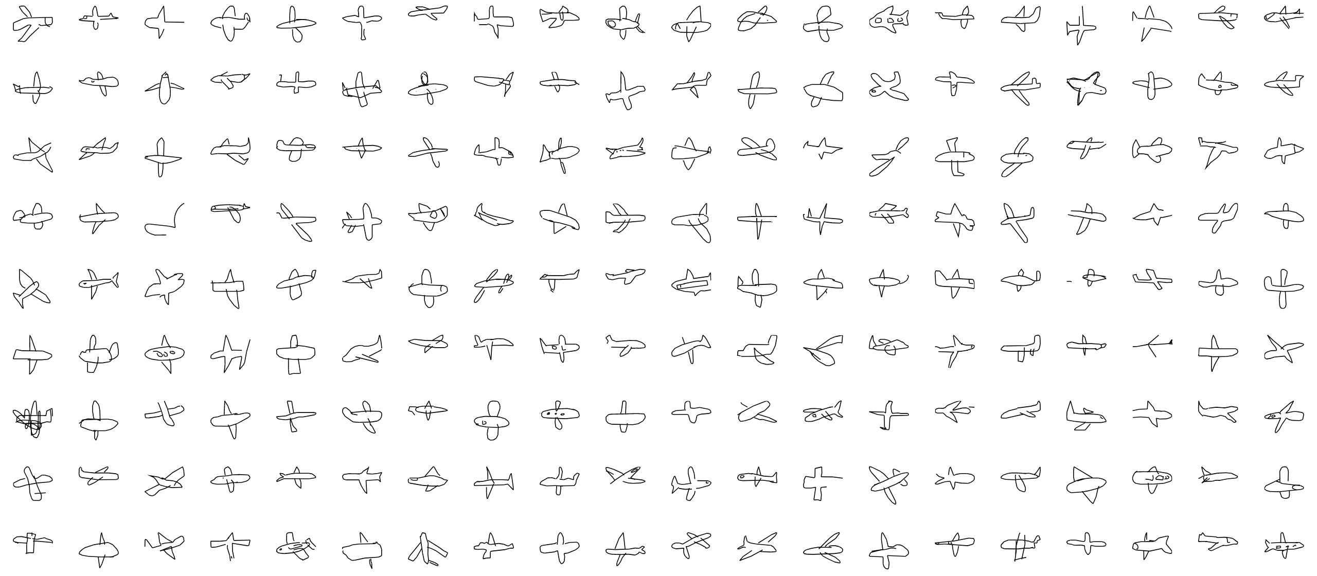 Airplanes drawn in Quickdraw