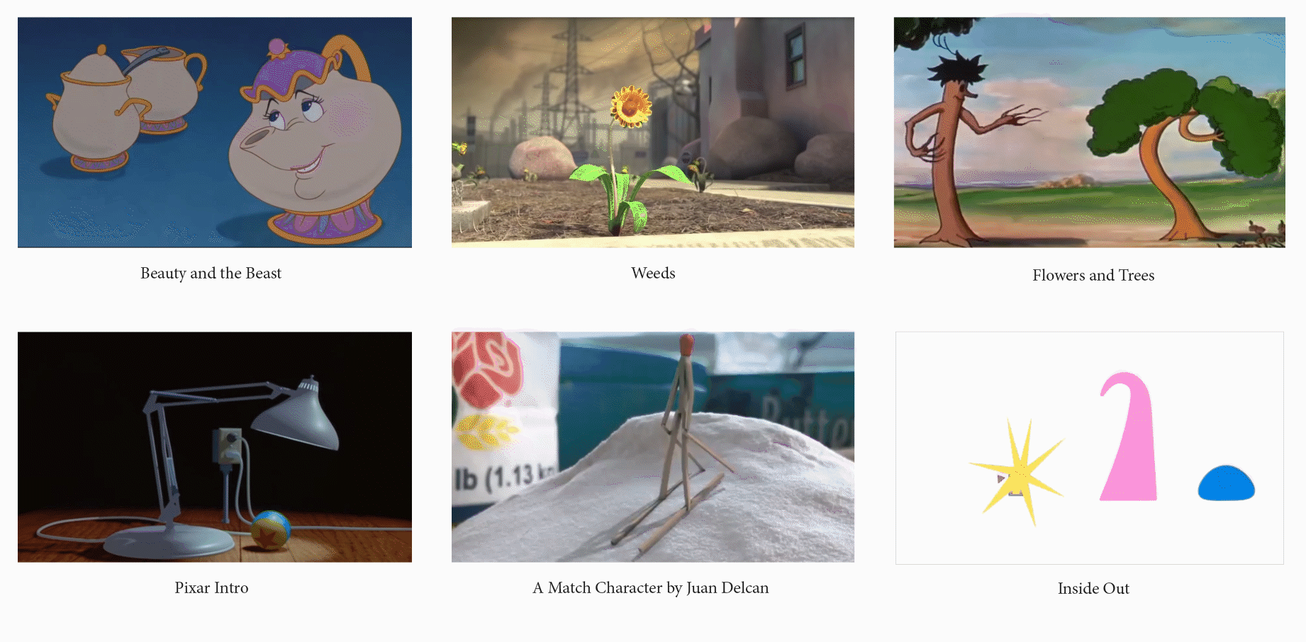 Examples of animated objects