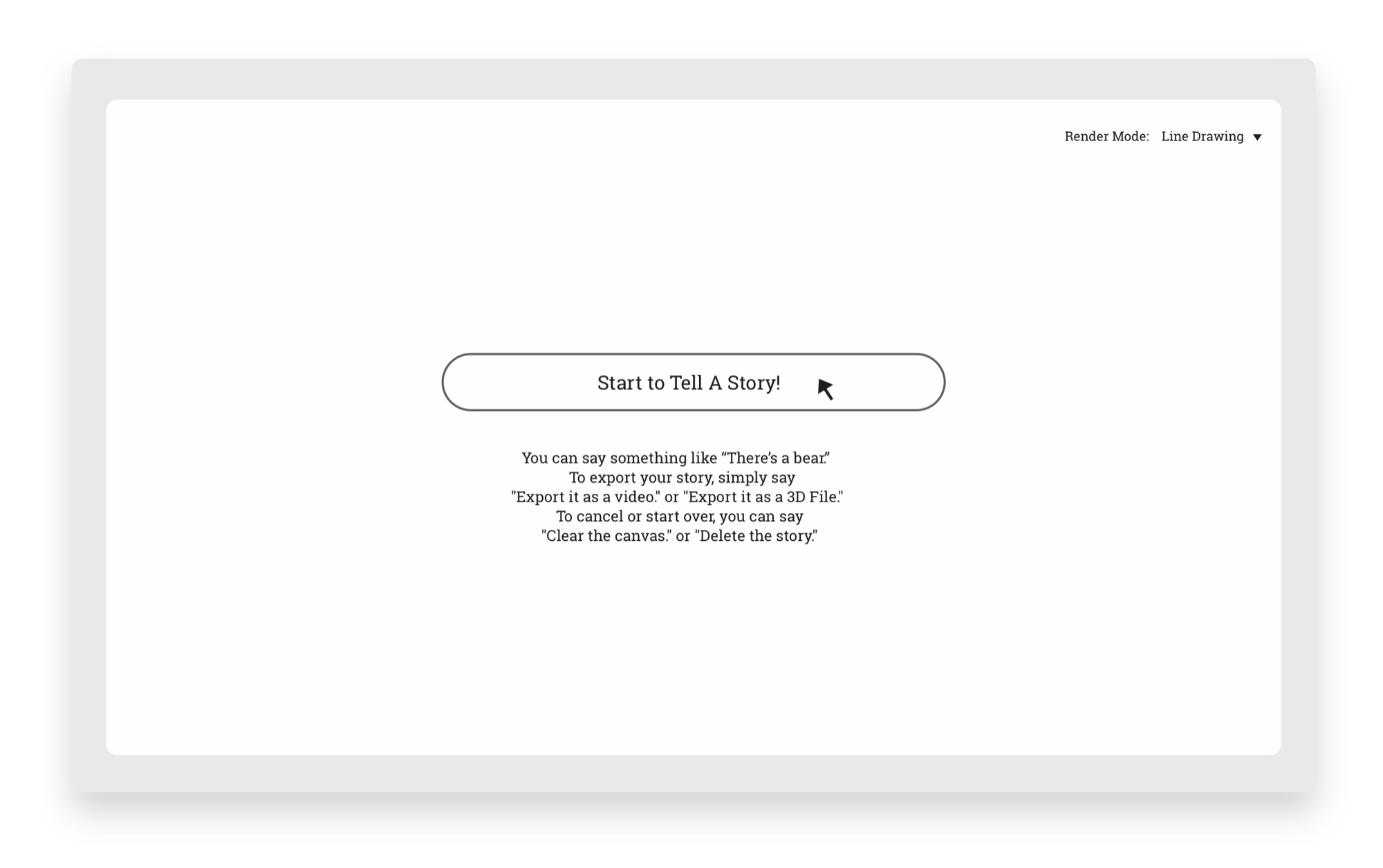 Interface for starting a story